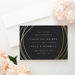 Modern Spheres Foil Save the Date Card