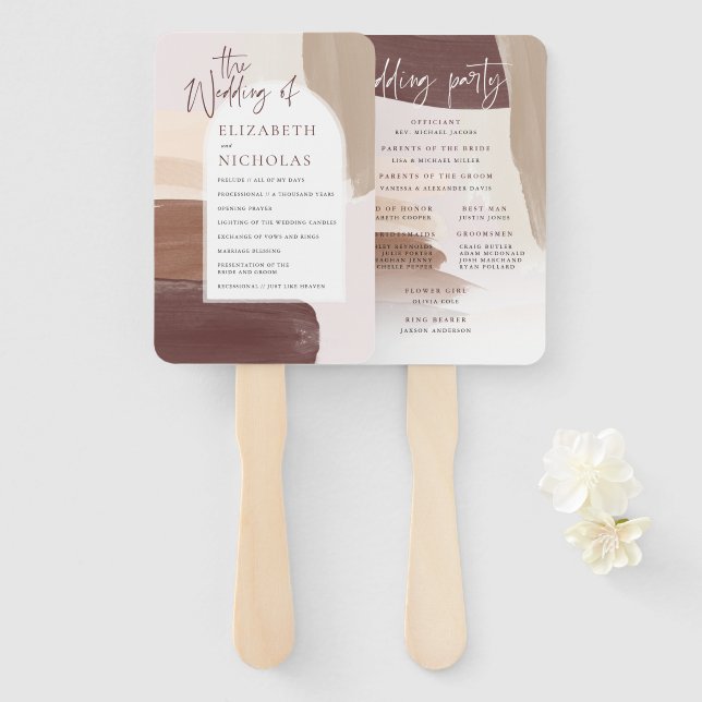 Modern Spiced Terracotta | Wedding Program Hand Fan (Front and Back)