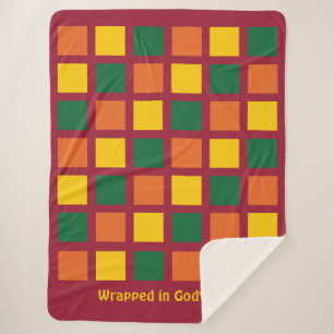 Modern Spicy Colours Geometric Squares Custom Sherpa Blanket