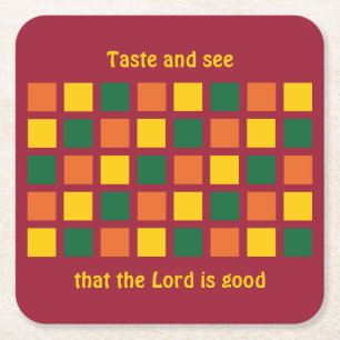 Modern Spicy Colours Geometric Squares Custom Square Paper Coaster