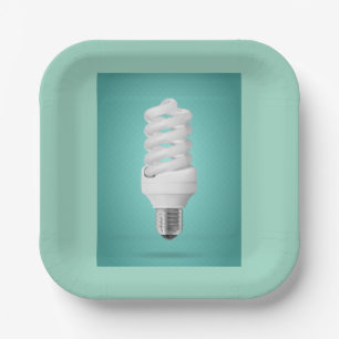 Modern Spiral Compact Fluorescent Lightbulb Paper Plate