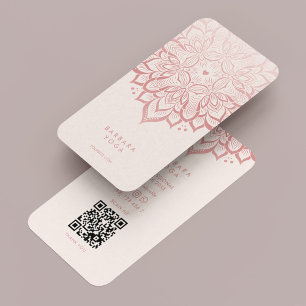 Modern Spiritual Yoga Mandala Pastel Pink Lotus Business Card