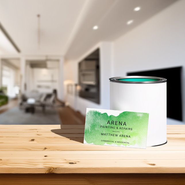 Modern Splash Green Painter Business Card (Modern Splash Ombre Blue Green Painter Business Card)