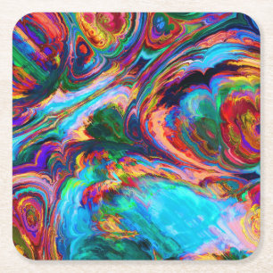 Modern Splash of Paints Square Paper Coaster