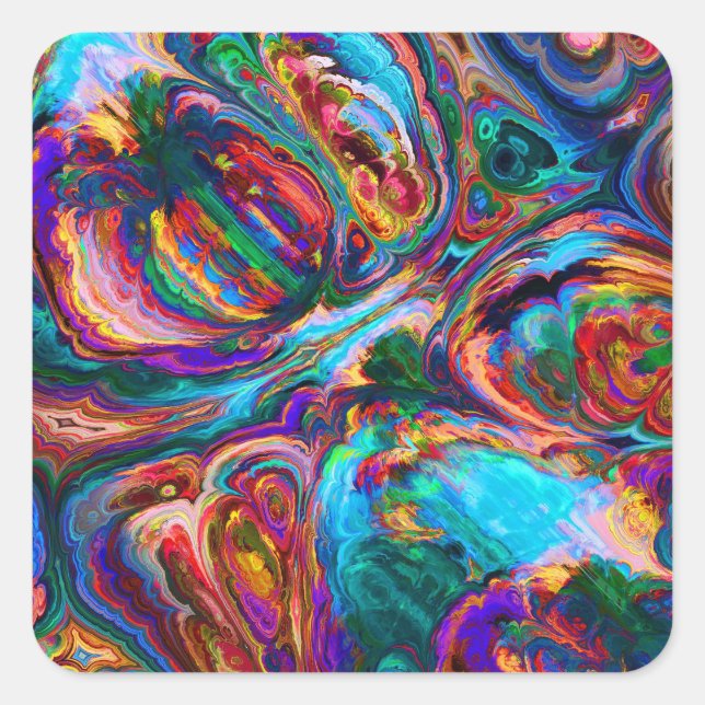 Modern Splash of Paints Square Sticker (Front)