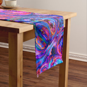 Modern Splash of Purple Hue Paints Short Table Runner