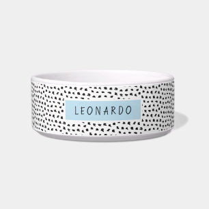 Modern Splotchy Pattern Personalised Blue Bowl