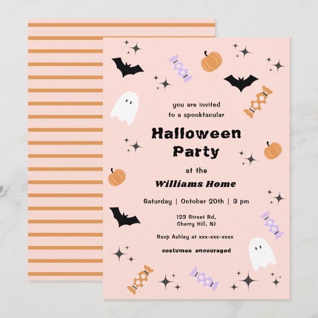 Modern Spooktacular Halloween Party Invitation (Front/Back)