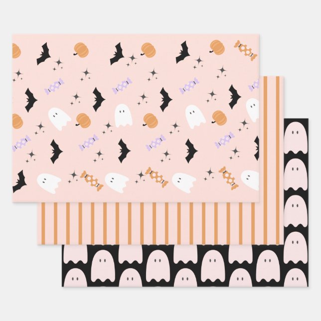 Modern Spooktacular Halloween Party Wrapping Paper Sheet (Set)