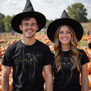 Modern Spooky Black Cat Shadow Gothic Supernatural T-Shirt