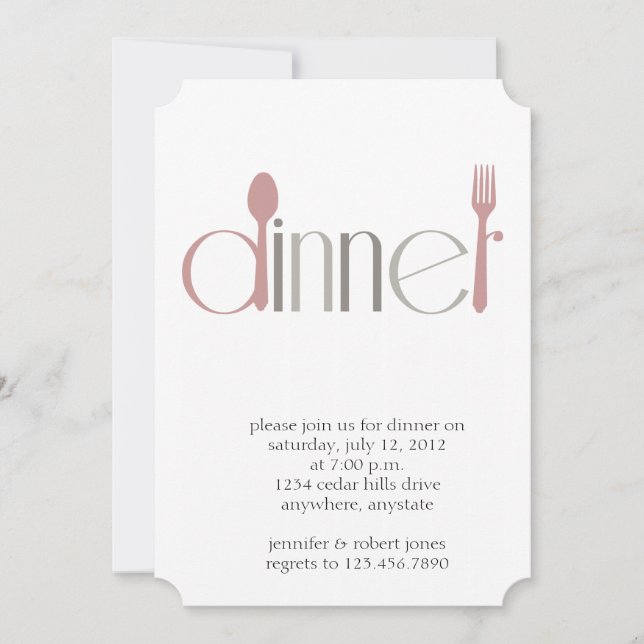 Modern Spoon and Fork Dinner Party Invitation (Front)