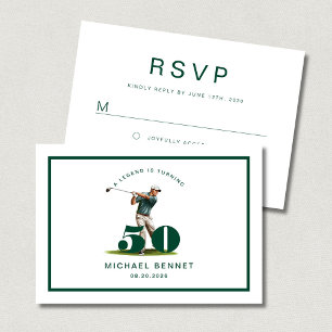 Modern Sport Golf 50th Birthday RSVP Card