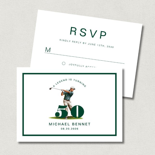 Modern Sport Golf 50th Birthday RSVP Card (Creator Uploaded)