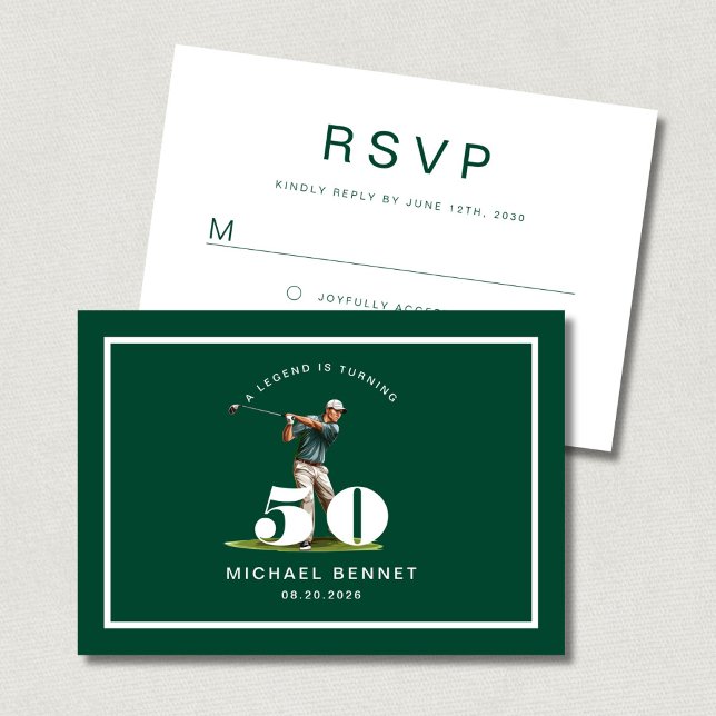 Modern Sport Golf 50th Birthday RSVP Card (Creator Uploaded)
