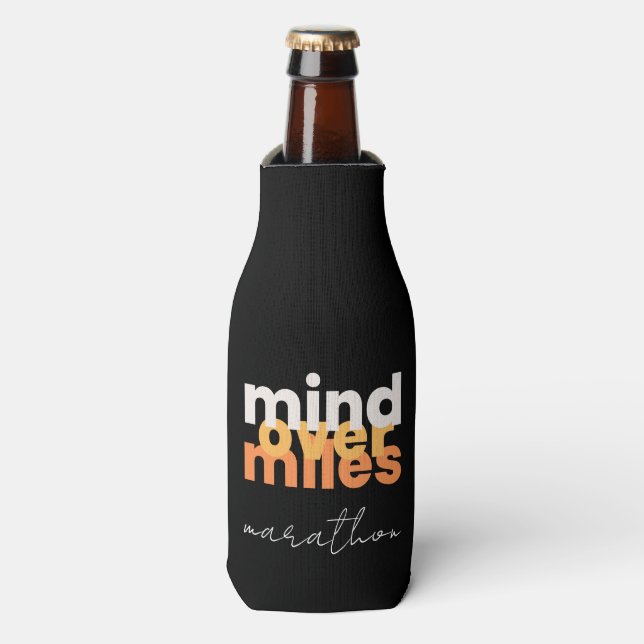 Modern Sport Inspiration Black White Orange Typo Bottle Cooler (Bottle Front)