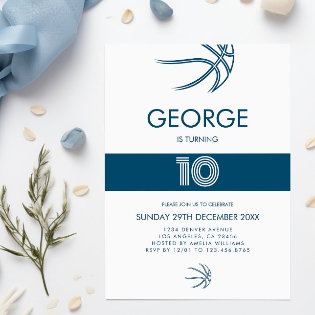 Modern Sports Basketball Boy Birthday  Invitation (Modern Sports Basketball Boy Birthday Invitation
)