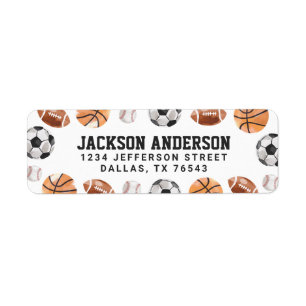 Modern Sports Birthday Return Address Label