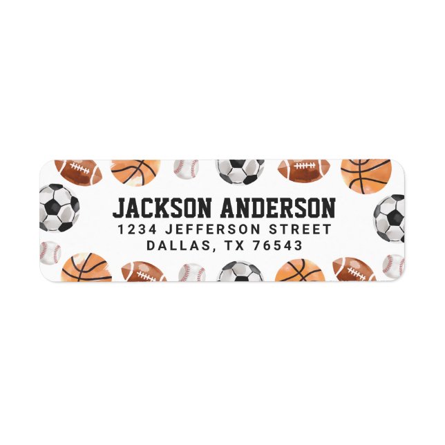 Modern Sports Birthday Return Address Label (Front)