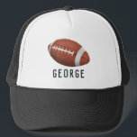 Modern Sports Football Coach Trucker Hat<br><div class="desc">This cute and modern trucker hat features an American football illustration and space for you to add a name. Perfect for sports lovers or gift for a budding athlete. Great for kids or adults,  the perfect football coach gift!</div>