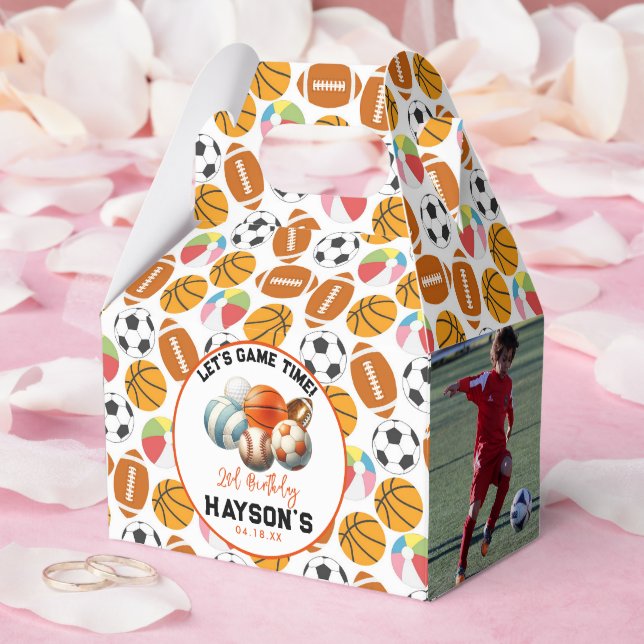 Modern Sports Kids 2nd Birthday party Favour Box (Wedding)