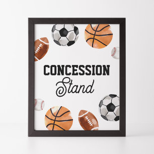 Modern Sports Kids Birthday Concession Stand Sign