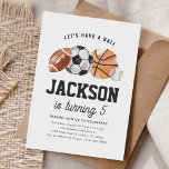 Modern Sports Kids Birthday Invitation<br><div class="desc">Invite friends and family to your kiddo's birthday party with this sports themed invitation.</div>