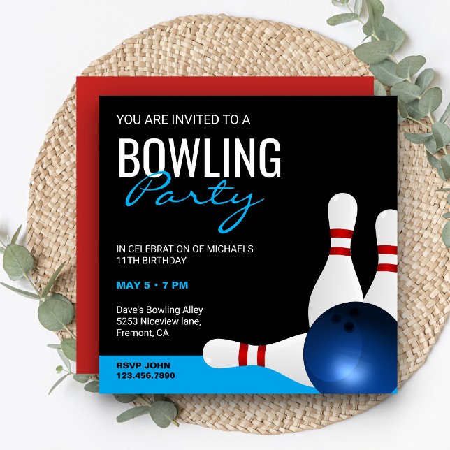 Modern Sporty Bowling Party Birthday Invitation (Creator Uploaded)