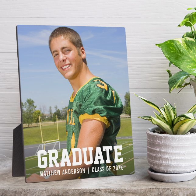 Modern Sporty Graduation Photo Plaque (Customize to change text size or text style.)