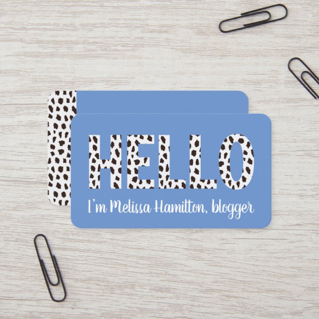 Modern Spots HELLO I'm Name Personalised Business  Business Card (Front/Back In Situ)