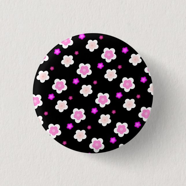 Modern Spring aqua gradient purple flora pattern 3 Cm Round Badge (Front)