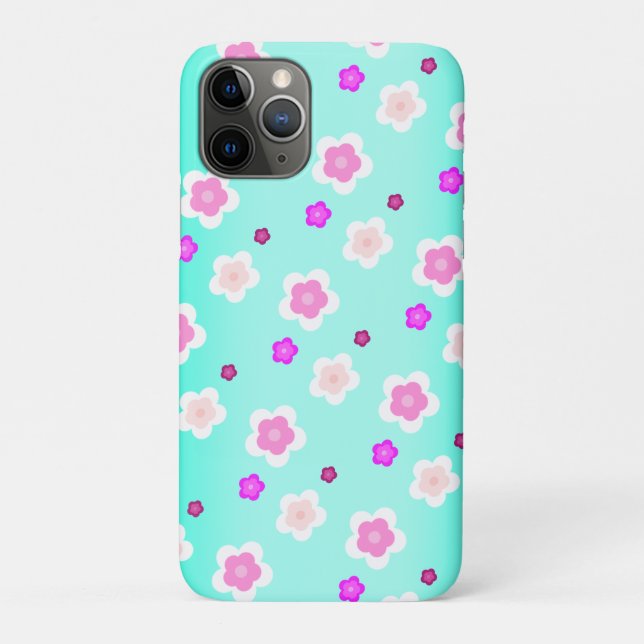 Modern Spring  aqua  gradient purple flora pattern Case-Mate iPhone Case (Back)