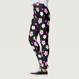 Modern Spring aqua gradient purple flora pattern Leggings