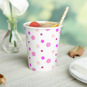 Modern Spring aqua gradient purple flora pattern Paper Cups