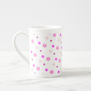 Modern Spring aqua gradient purple floral pattern Bone China Mug