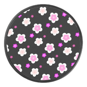Modern Spring aqua gradient purple floral pattern Hockey Puck