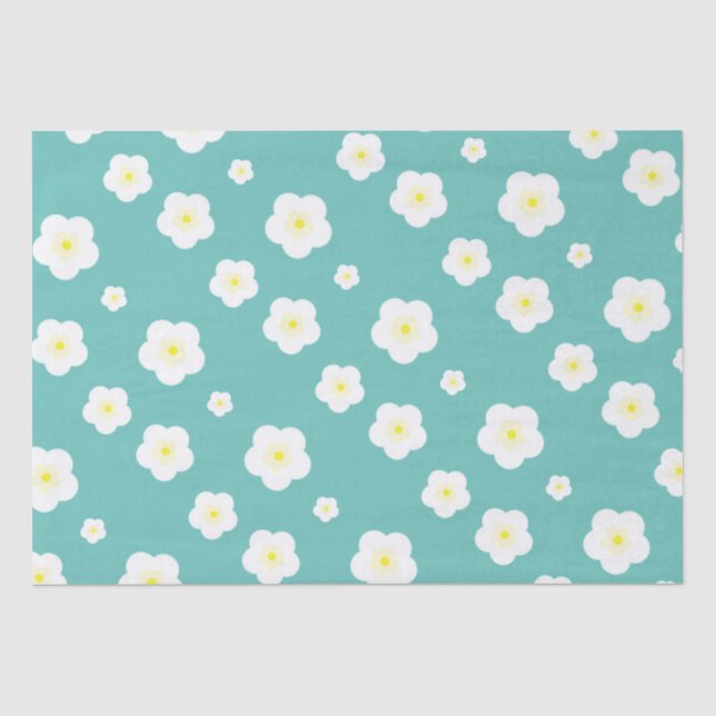 Modern Spring aqua gradient purple floral pattern  Tissue Paper (Front)