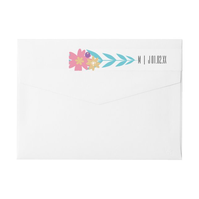 Modern Spring Branch Floral Pink Wrap Around Label (Back)