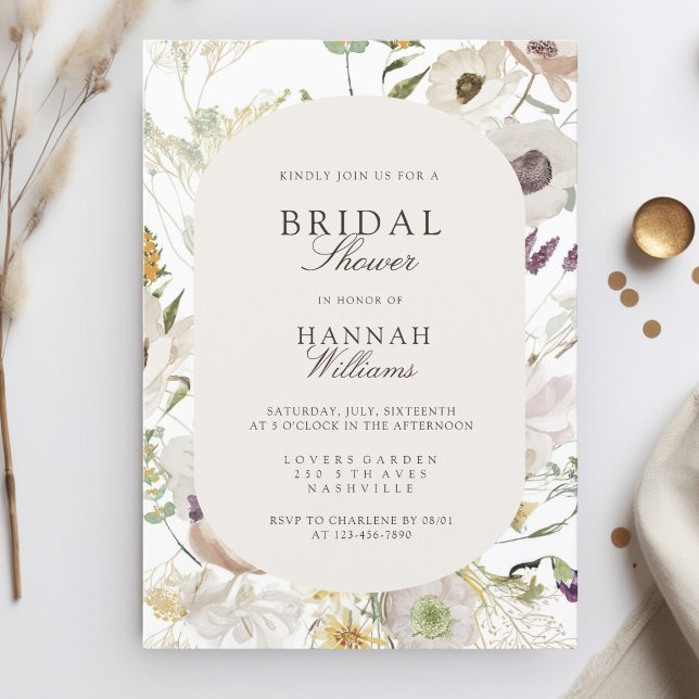 Modern, spring Bridal Shower Invitation (Modern, floral, boho, spring bridal shower invitation. Print+Download)