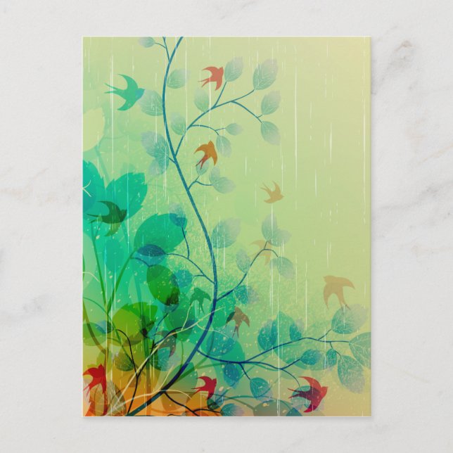 Modern Spring Floral Abstract Art Postcard (Front)
