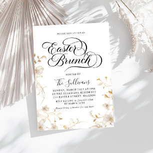 Modern Spring Floral Easter Brunch Invitation