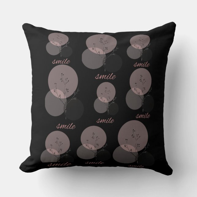 Modern Spring Floral Illustration smile text Cushion (Front)