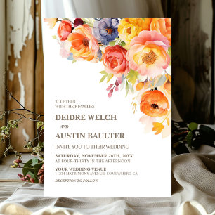 Modern Spring Floral Wedding Invitation