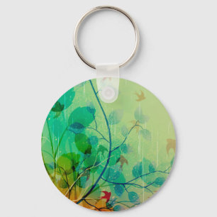 Modern Spring Floral Wedding Key Ring