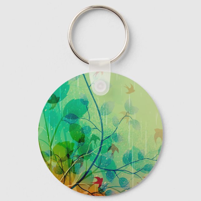 Modern Spring Floral Wedding Key Ring (Front)