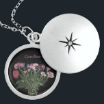Modern Spring Flower Illustration   Custom Name Locket Necklace<br><div class="desc">A pretty, original flower illustration for spring! Enjoy this colourful, modern range of sweet spring flowers to add some charm to your gifts for your close friends and family! Perfect for someone who loves colourful flowers!This is a unique flower design by South African artist and illustrator Linda Kavalsky.</div>