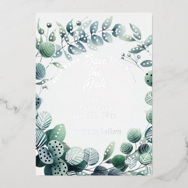 Modern Spring Flowers Foil Invitation (Front)