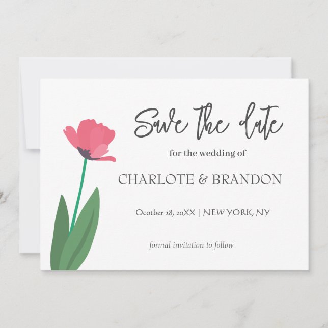 Modern Spring Garden Artist Floral Wedding Save The Date (Front)