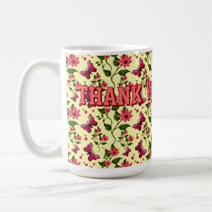 Modern Spring Garden Butterfly Floral  Bone China Coffee Mug