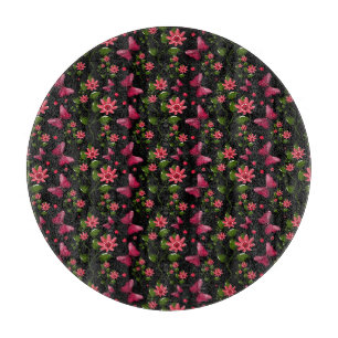 Modern Spring Garden Butterfly Floral Cutting Board