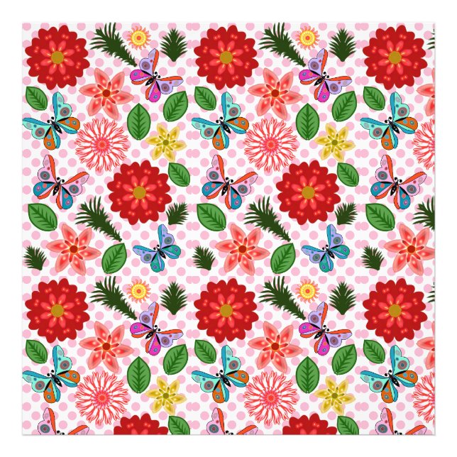 Modern Spring Garden Butterfly Floral  Photo Print (Front)